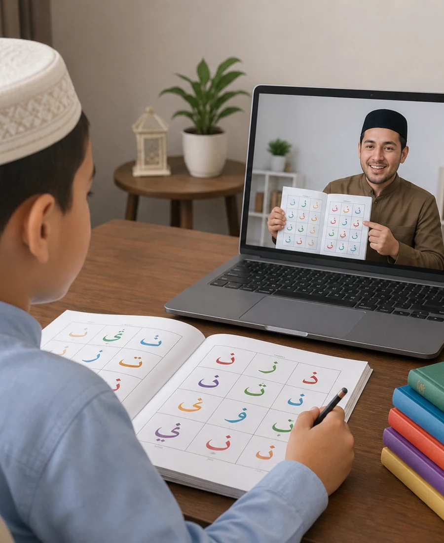 Editorial photograph of Iqra book reading foundations online.